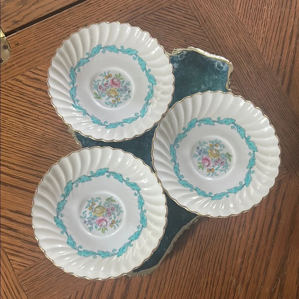 Vintage Minton Ardmore Cream and Turquoise Saucers